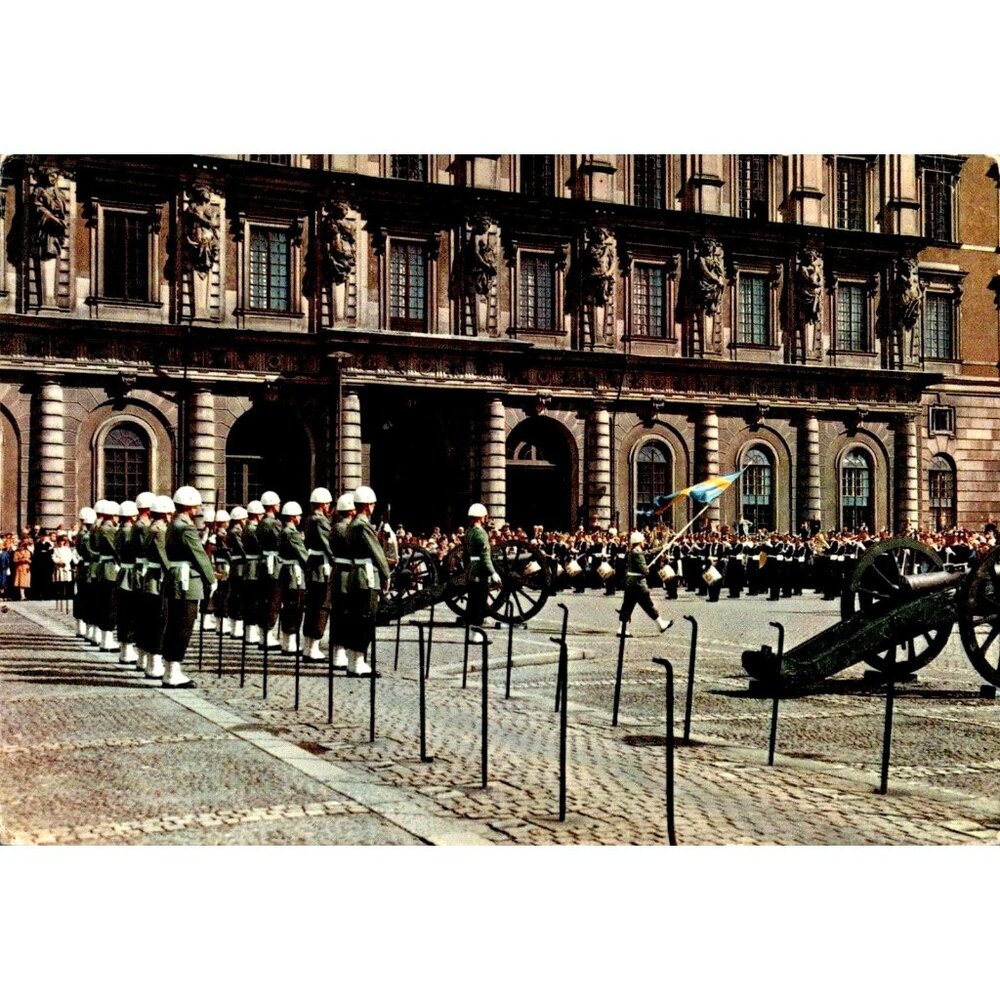 Vintage Real Photo Postcard Of Stockholm Royal Guard Parade Scene